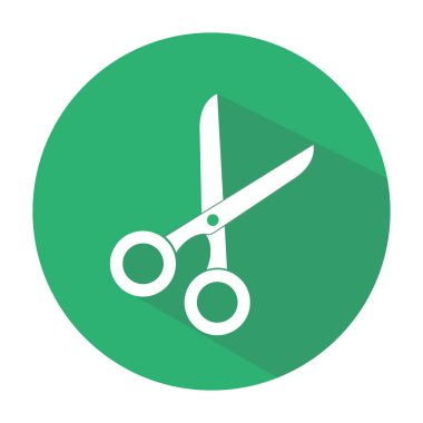 scissors Flat Blue Simple Icon with long shadow