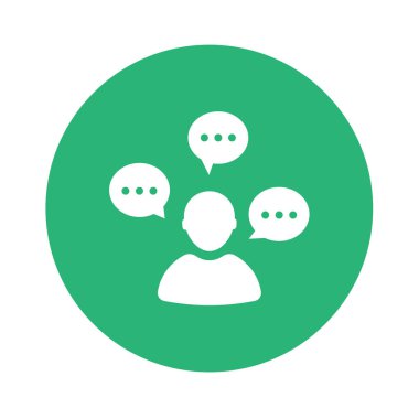 Thinking man silhouette with thought bubbles vector icon