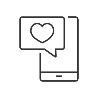 Smartphone with heart bubble. Social media like icon on mobile phone. Isolated vector illustration