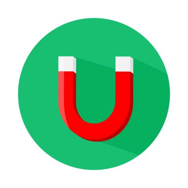 Vector Magnet Icon flat design with arrow.