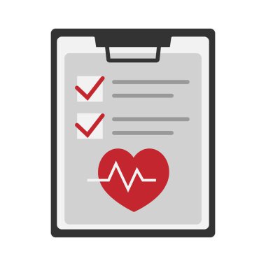 Illustrations medical record clipboard vector flat icon.