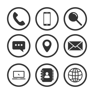 contact us vector icon set isolated on white background