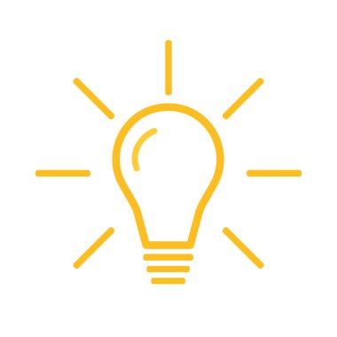 Light bulb flat style vector outline icon isolated on white background