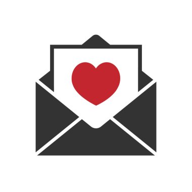 Zarf ile kalp vektör anahat simgesi. Aşk mektubu sembolü