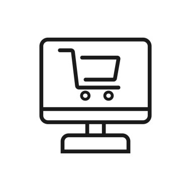 Purchase at online store through computer icon vector
