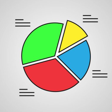 Pie chart infographic element in modern flat design with long shadows