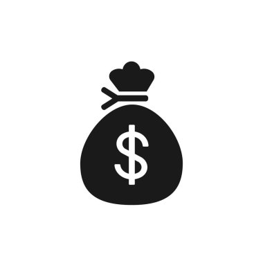 Money bag icon, bag with dollars vector isolated on white background