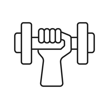 Dumbbell line icon , vector simple athletics dumbbell symbol or logo element in thin line style