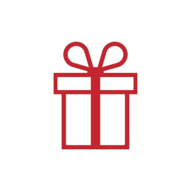 Gift boxes red linear and silhouette icons isolated on white, transparent background. Shape vector icon. Gift simple symbol closeup