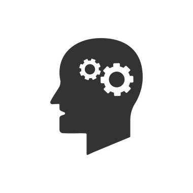Human mind, vector illustration Human head with gears
