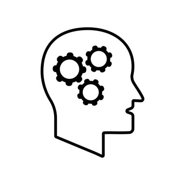 Human mind, vector illustration Human head with gears