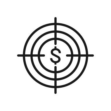 target icon with Dollar . Outline dollar in the target vector icon for web design isolated on white background