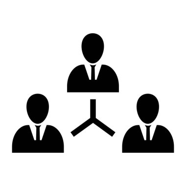 Three people connected in a network , symbol for download. Vector icon