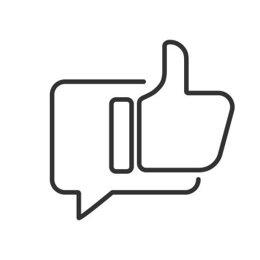 thumb up in speech bubble vector line icon