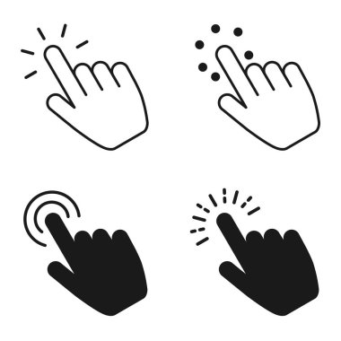 Hand clicking icon set. Finger click mouse pointer vector