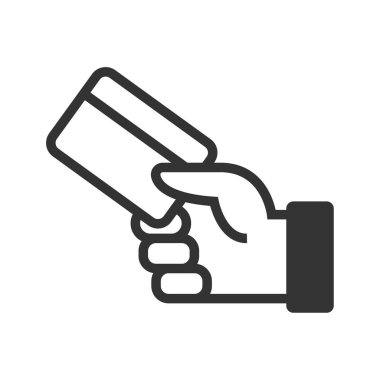 bank card in hand vector icon isolated on white background