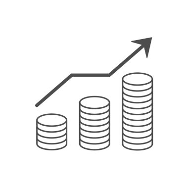 stacks of coins, Business growth graph icon vector