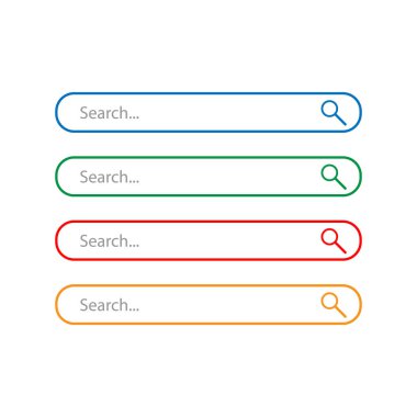 Web search form and button with loupe sign. Variations colors rounded rectangle