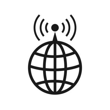Dünya geniş Internet sinyal vektör simgesi. Mobil kavramı ve web tasarım için düz işareti dolu. Küre ve anten basit katı simgesi. Sembol, logo illüstrasyon. Piksel mükemmel vektör grafikleri