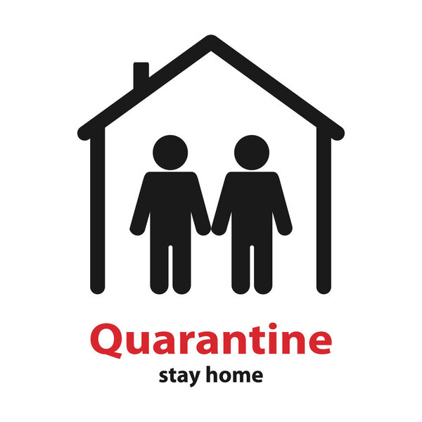 Quarantine sign stay home vector icon