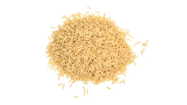 Beyaz Arka Planda Kahverengi Pirinç — Stok fotoğraf