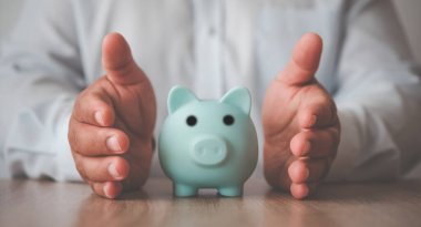 El simgesi piggy banka - sigorta Kasası için kavramı koruma