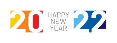 Mutlu yıllar 2022, yatay afiş. Broşür ya da takvim kapağı tasarım şablonu. 20-22 'lik iş günlüğünün kapağı. Kağıt kesme sanatı.