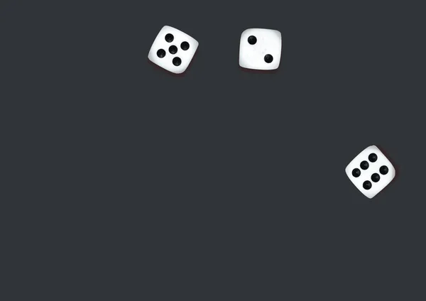 Playing White Dice Black Background Three Dice — Stock Photo, Image