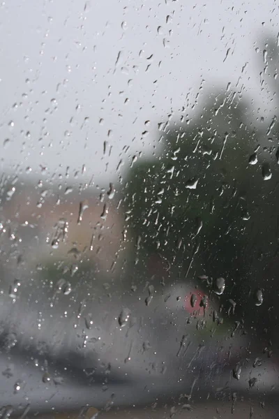 Krople Deszczu Oknie Deszczowa Jesień Tło Kropel Szkle — Zdjęcie stockowe