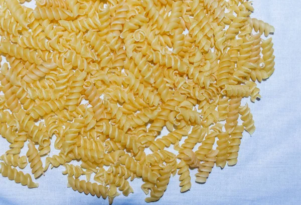 Heap Raw Italian Fusilli Pasta Fusilli Pasta White Background Copy — Zdjęcie stockowe