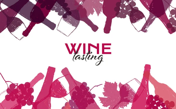 Hintergrund Illustration Für Wein Designs Handgefertigte Zeichnung Von Weingläsern Und — Stockvektor