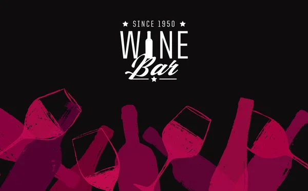 Απεικόνιση Φόντου Για Σχέδια Κρασιού Χειροποίητο Σχέδιο Από Ποτήρια Κρασιού — Διανυσματικό Αρχείο