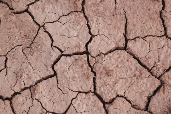 Top View Cracked Red Soil Picture Natural Disaster Drought Land — ストック写真