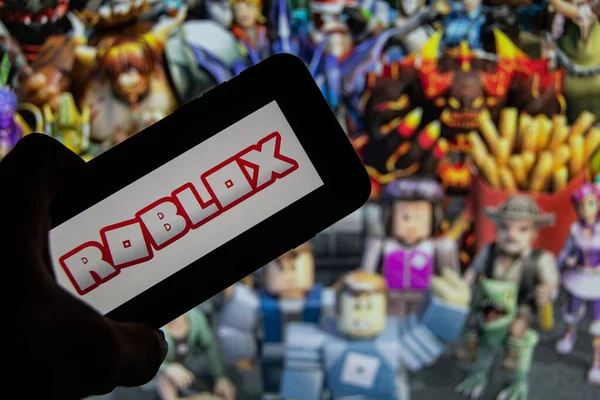 Rheinbach Alemania Octubre 2021 Logotipo Marca Del Juego Línea Roblox —  Fotos de Stock