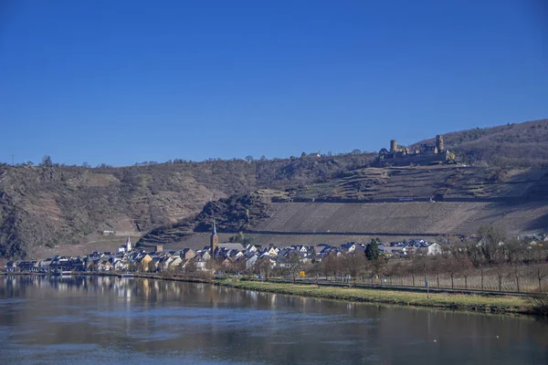 Vista Ponte Moselle Sobre Cidade Alken Moselle Castelo Thurant — Fotografia de Stock