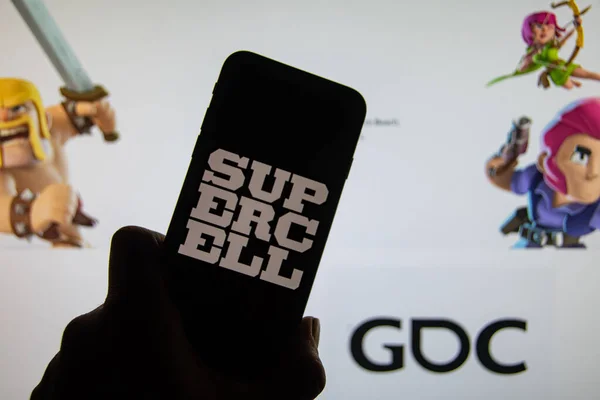 Rheinbach Alemanha Abril 2022 Logotipo Marca Desenvolvedor Jogos Finlandês Supercell — Fotografia de Stock