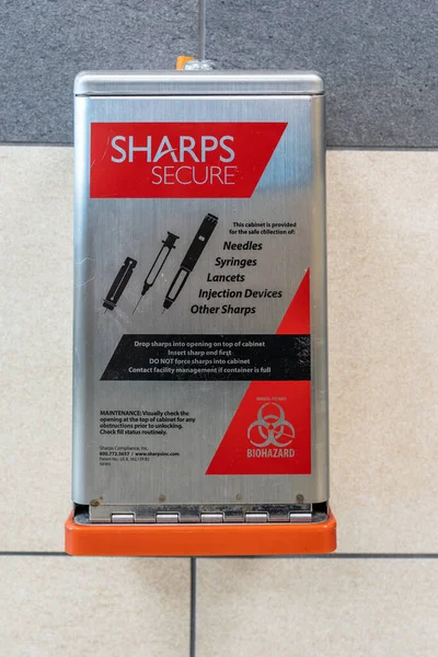 Wayne Oktober 2021 Sharps Secure Container Einem Öffentlichen Badezimmer Für — Stockfoto