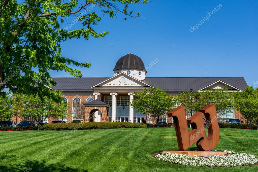 Lynchburg, Virginia - April 22, 2022: Liberty University Hancock Welcome Center building.