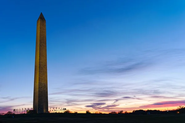 Пам Ятник Вашингтону Вашингтоні Округ Колумбія Заході Сонця — стокове фото