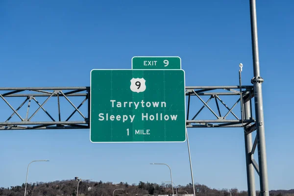 Přihlaste Exitu Trase 287 Trase Tarrytown Sleepy Hollow — Stock fotografie