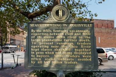 Louisville, KY - 11 Eylül 2021: Louisville 'deki köle ticareti bölgedeki köle ve köle tacirlerinin tarihini anlatıyor..