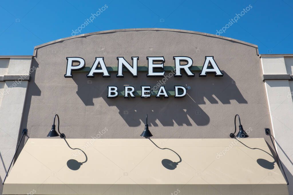 Trenton, NJ - April 1, 2019: Panera Bread at Hamilton Marketplace shopping center is well known for its bagels.