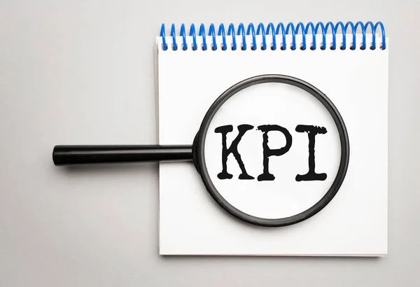 Magnifying Glass Word Kpi Chart Background — Stock Photo, Image