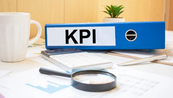 Kpi Words Labels Document Binders — Stock Photo, Image