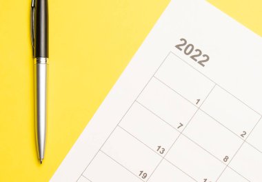 İş planlama ve seyahat konsepti için her gün randevu ayarlamak veya zaman çizelgesini yönetmek üzere takvim ayı takvimi takvimi çizelgesi.