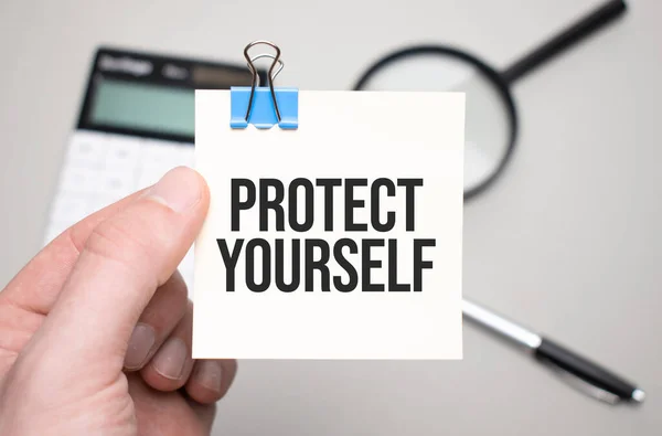 Protect Yurself Kártya Izolált Fehér Alapon — Stock Fotó