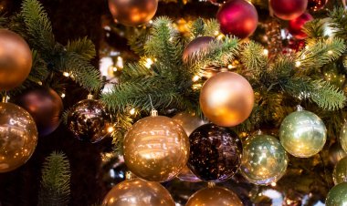 Noel ve Yeni Yıl Tatili arka planı Bokeh Vintage renginde