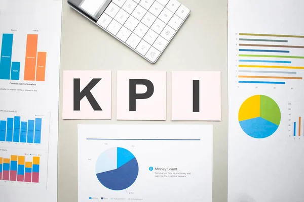 Kpi Business Key Perfrormance Indicator Text Sheets Paper Charts White — Stock Photo, Image