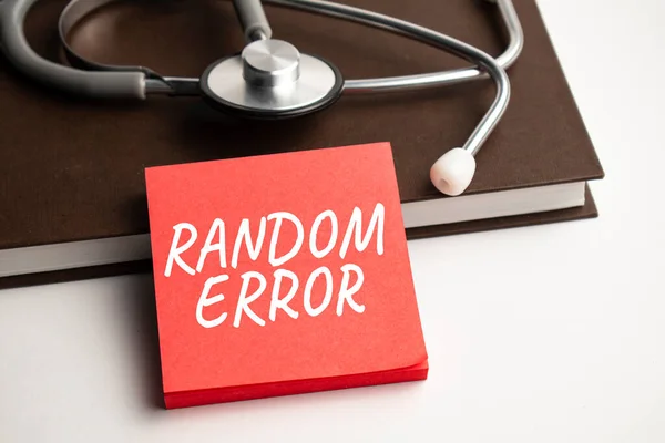 Paper Text Random Error Blue Background Stethoscope Pills — Fotografia de Stock