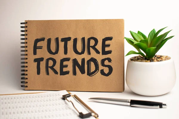 Future trends paper notepad on office work place